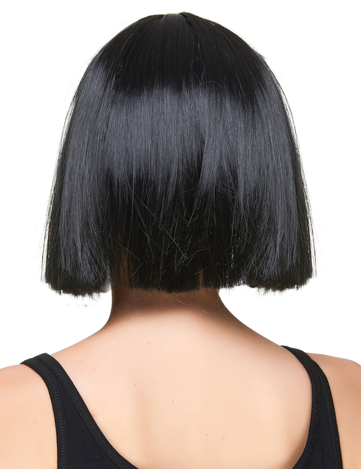 Peruca pătrată neagră cu breton pentru femei