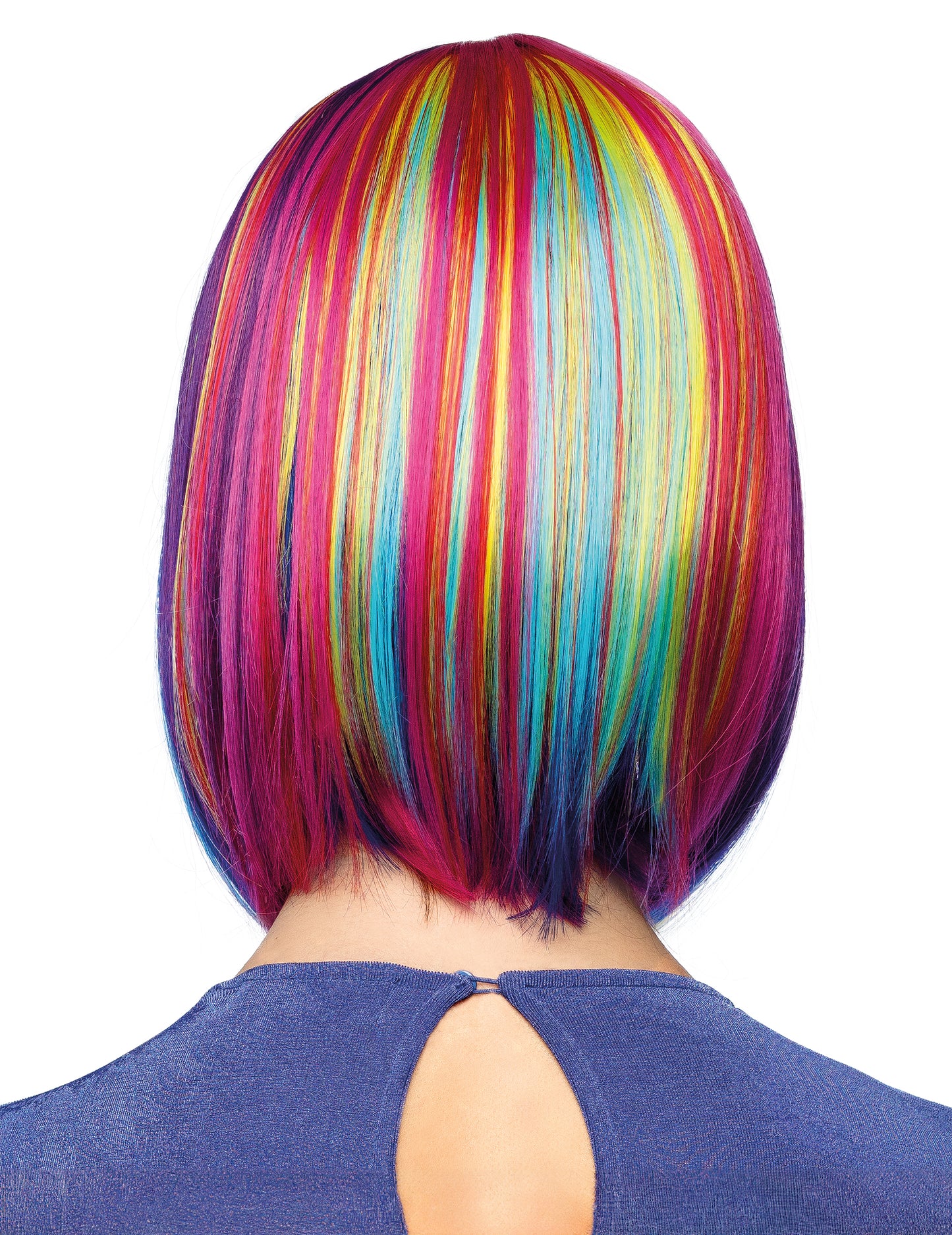 Peruca pătrată lungă cu fitiluri multicolore