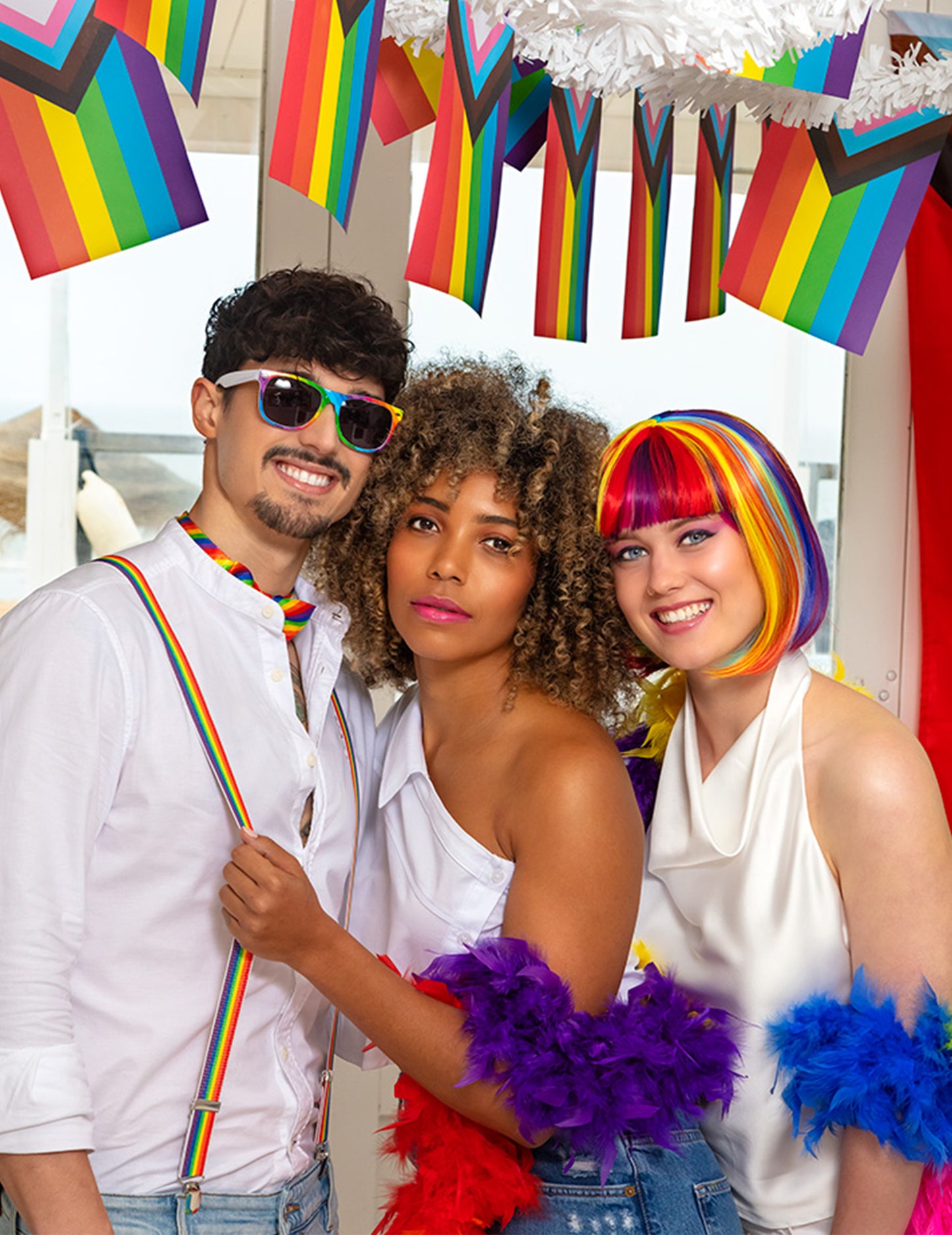 Peruca pătrată lungă cu fitiluri multicolore