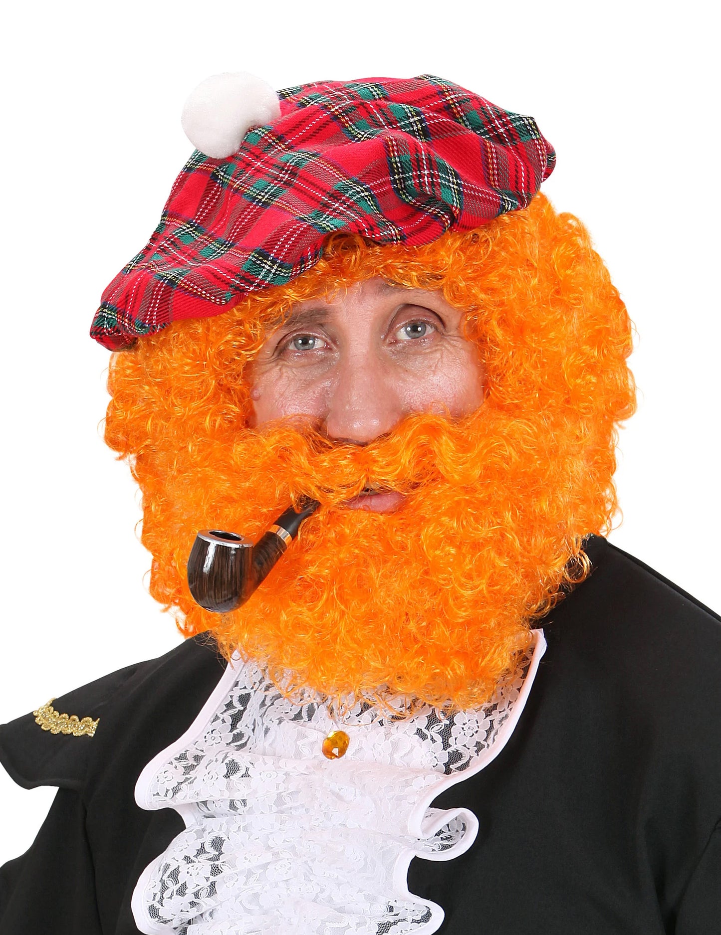 Perruque scoțiană pentru bărbați portocalie cu barbă creț