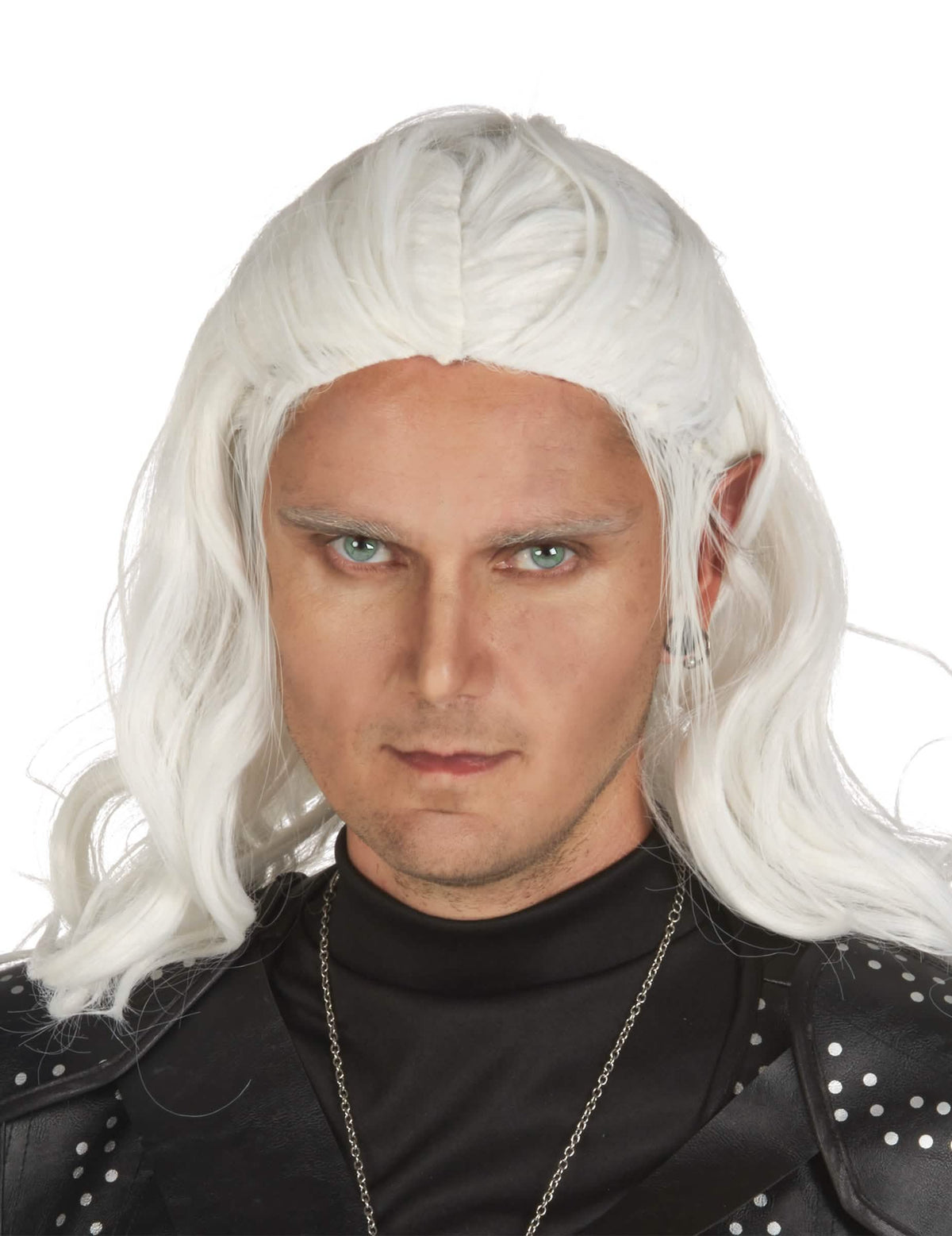 Perucă de elf adult albă, lungă și ondulată