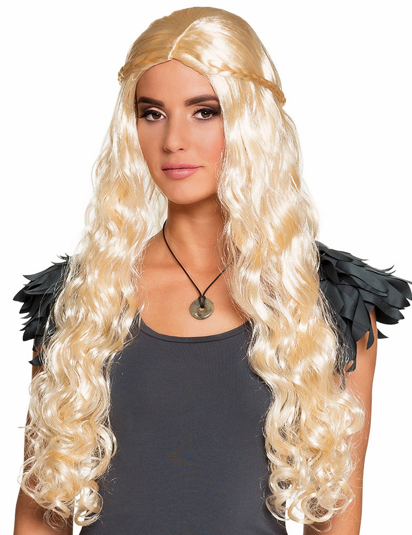 Perucă blondă lungă cu împletituri mici pentru femei