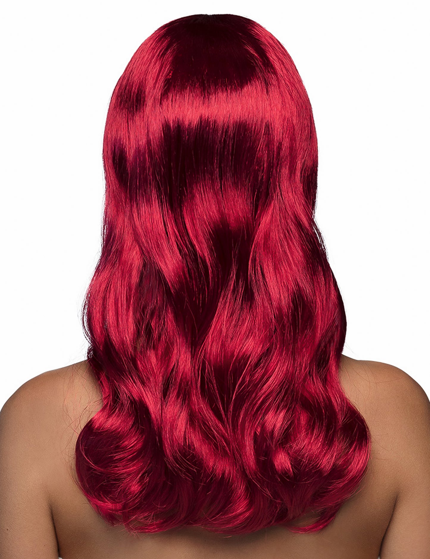Peruca roșie lungă întunecată a femeilor