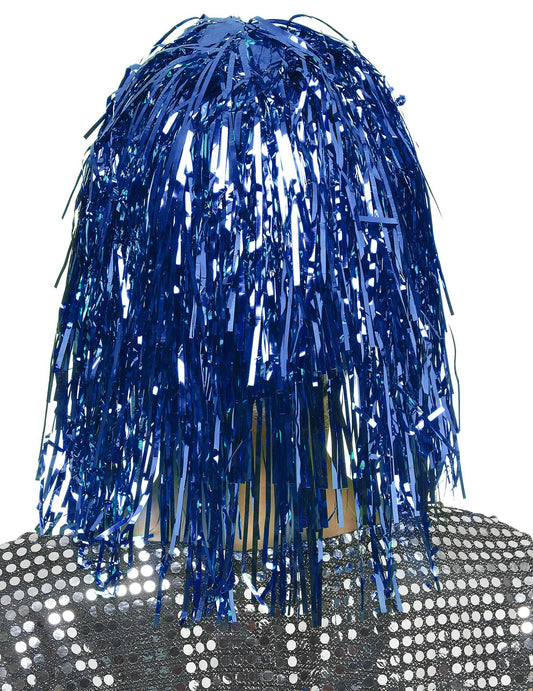 Peruca de metal albastru adult