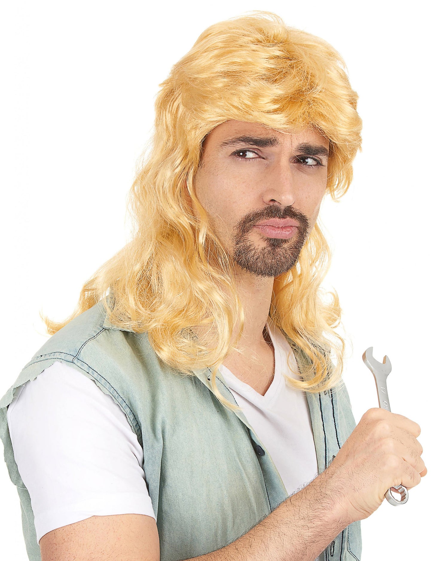 Blond Man Mullet Peruca