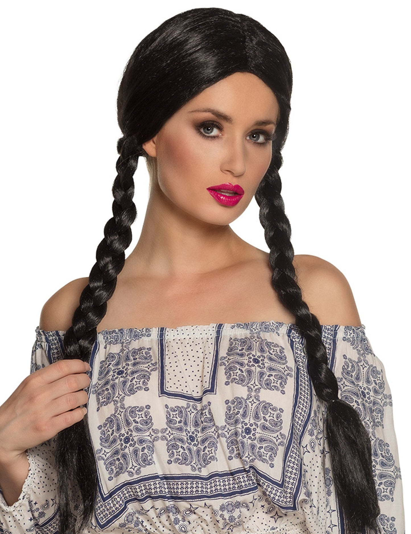 Peruca de împletitură neagră pentru adulți