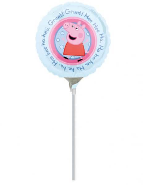 Balon din aluminiu Peppa Pig pentru copil albastru și roz pe tijă
