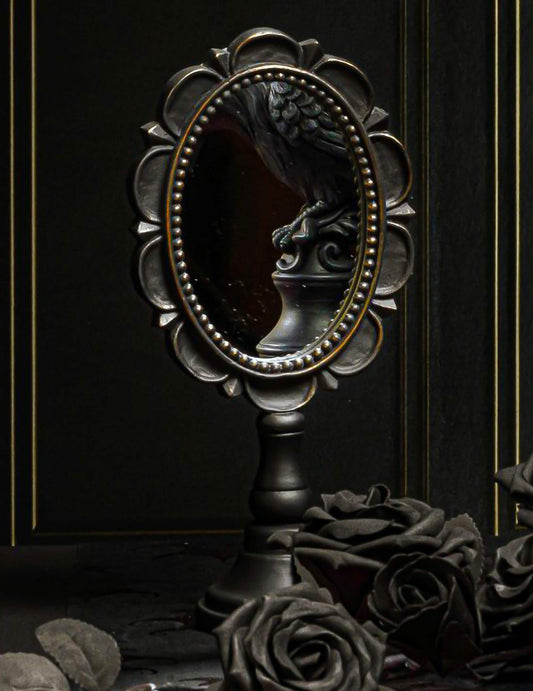 Petit miroir à poser en résine noir 12,3 x 7,3 x 25,5 cm