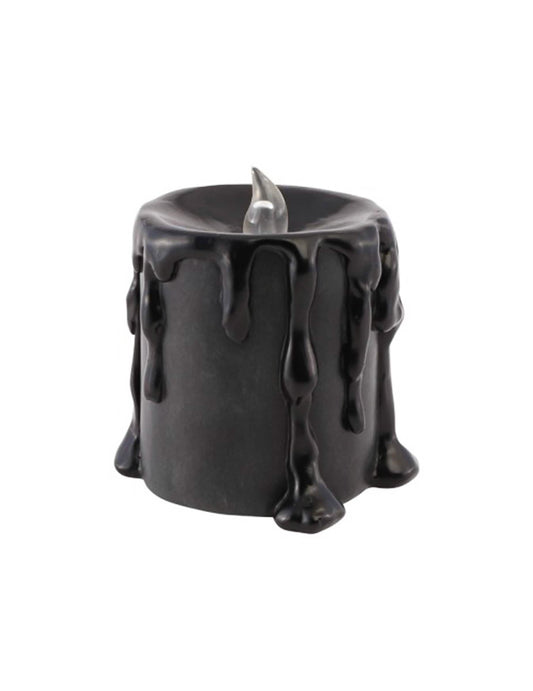 Petite bougie décorative en résine noire avec LED 9,5 x 9 x 10 cm