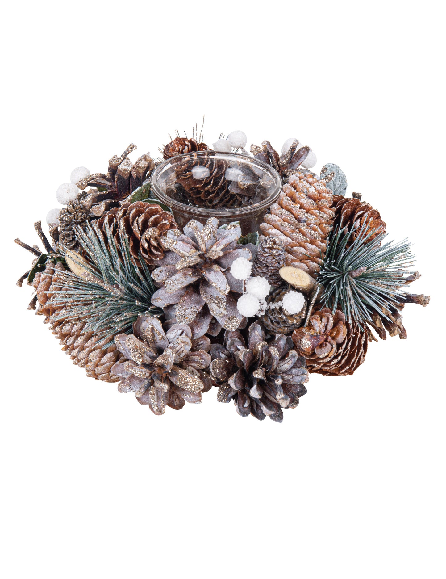 Suport pentru lumânări tip pastilă Pădurea fermecată 19 cm sticlă și lemn