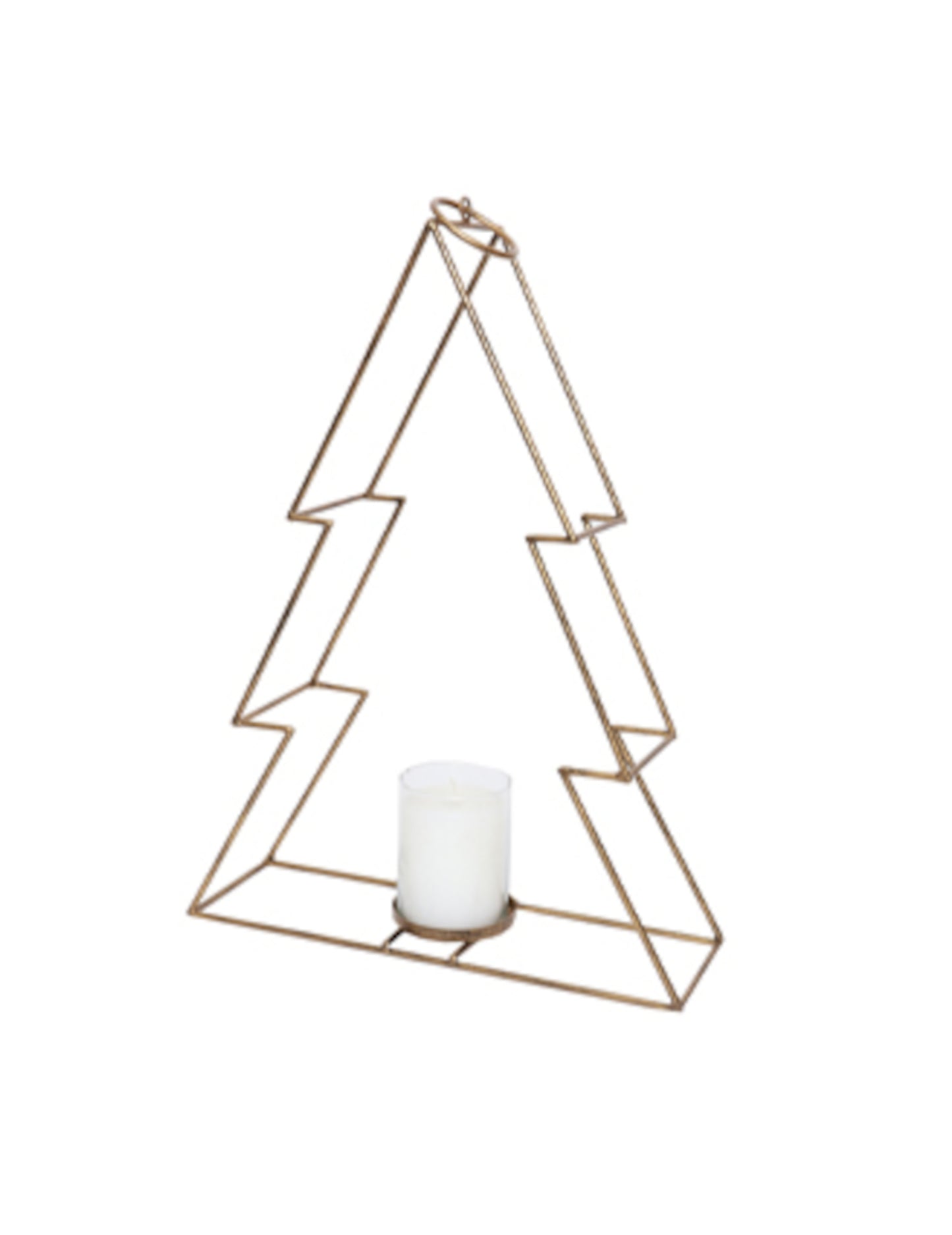 Suport lumânare brad de Crăciun din metal auriu 34 cm decor elegant