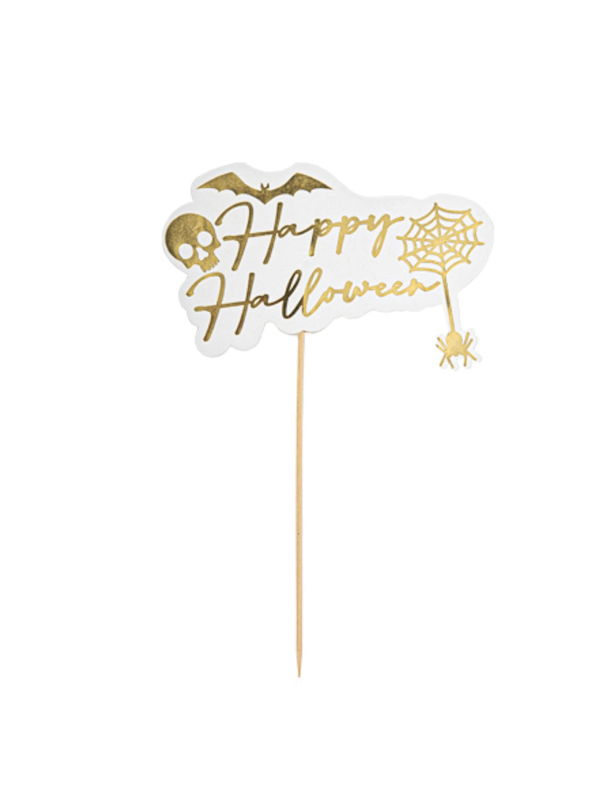 Pic Happy Halloween pour fête blanc et or