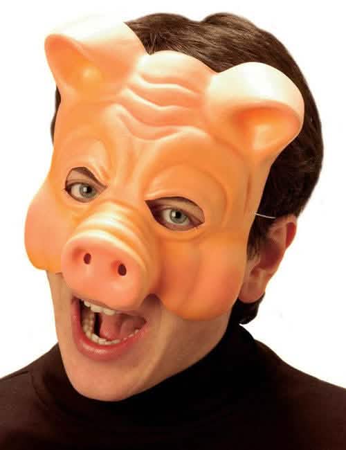 Jumătate de mască de porc pentru adult roz