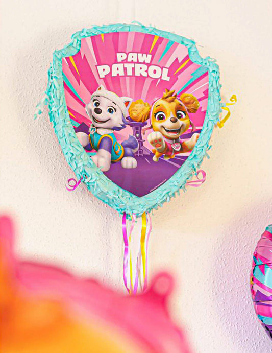Piñata roz cu șnururi Patrula cățelușilor 33cm x 38cm x 9cm