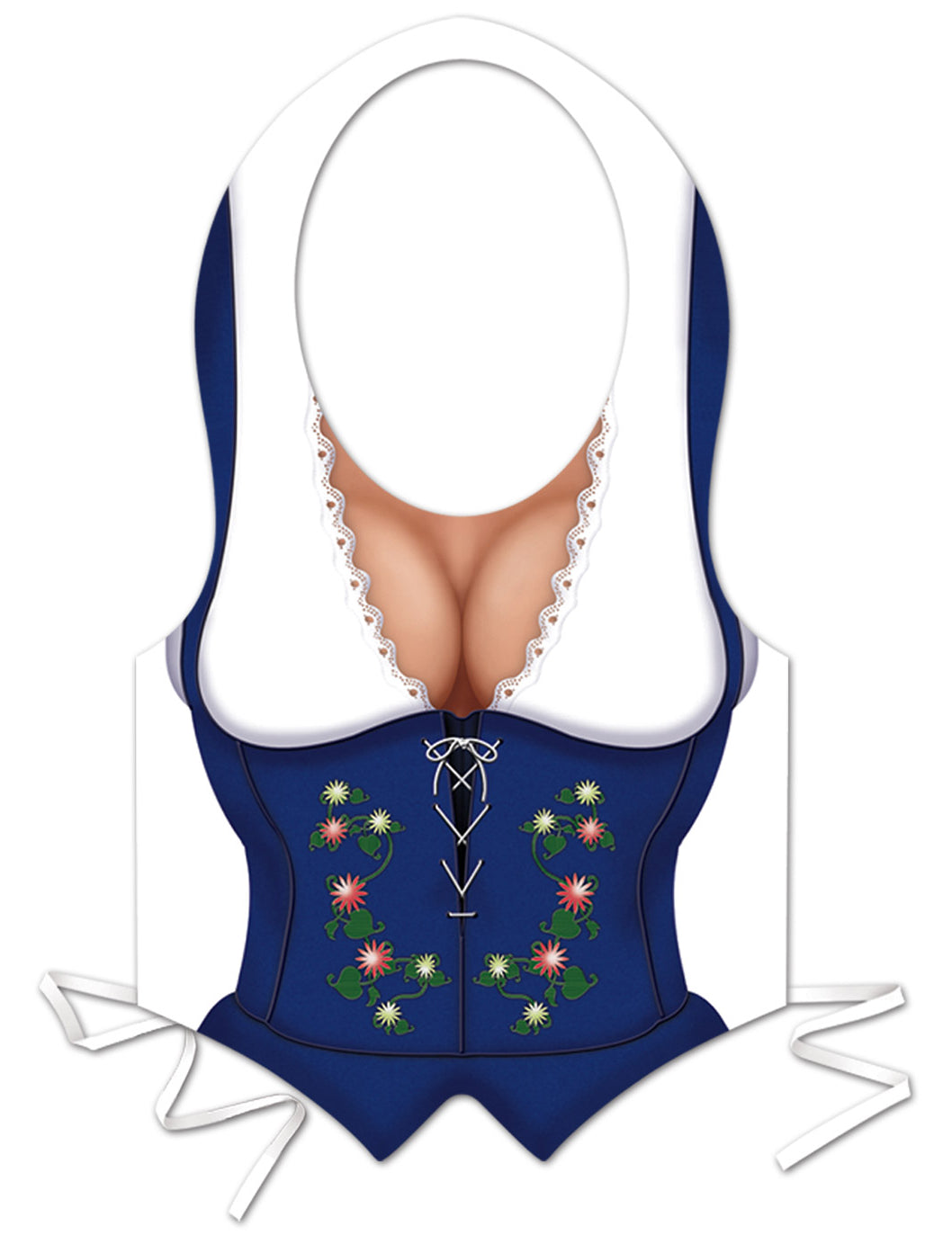 Șorț din plastic bavarez festivalul berii pentru femeie albastru cu flori și bustier imprimat