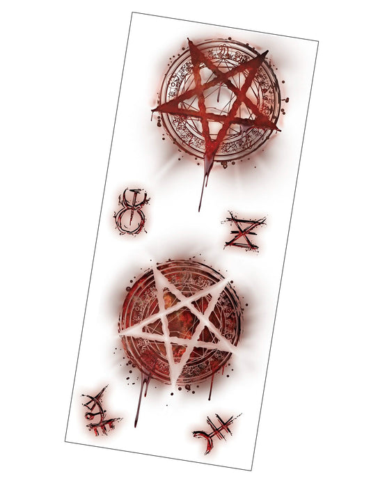 Détail des différents motifs de la planche de tatouages satanique