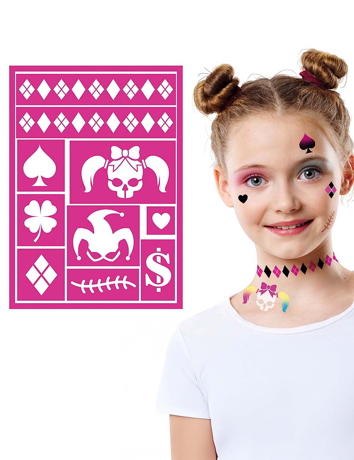 Stencil machiaj arlequin maleficent