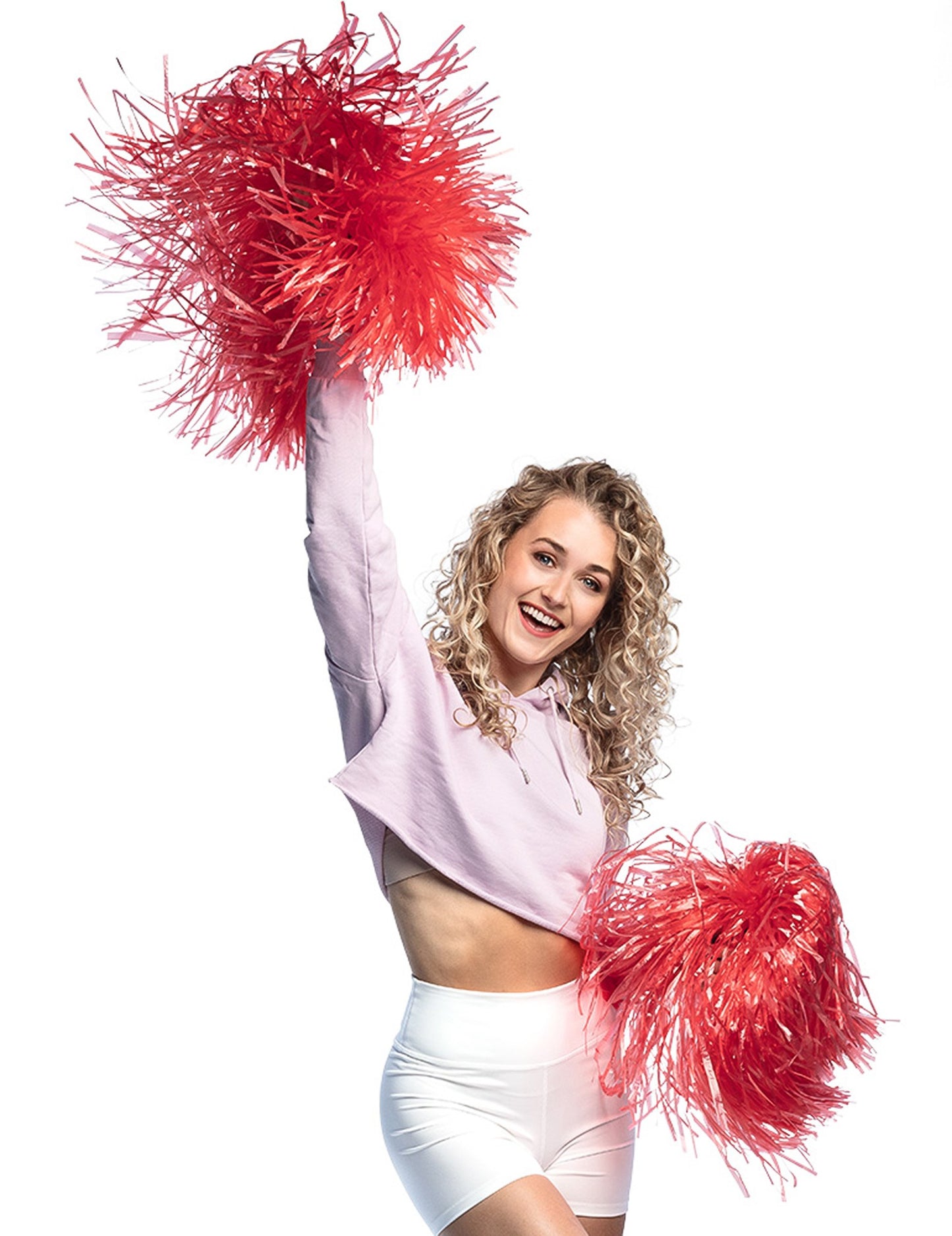 Prezentare dinamică a pomponului de susținere roșu metalic