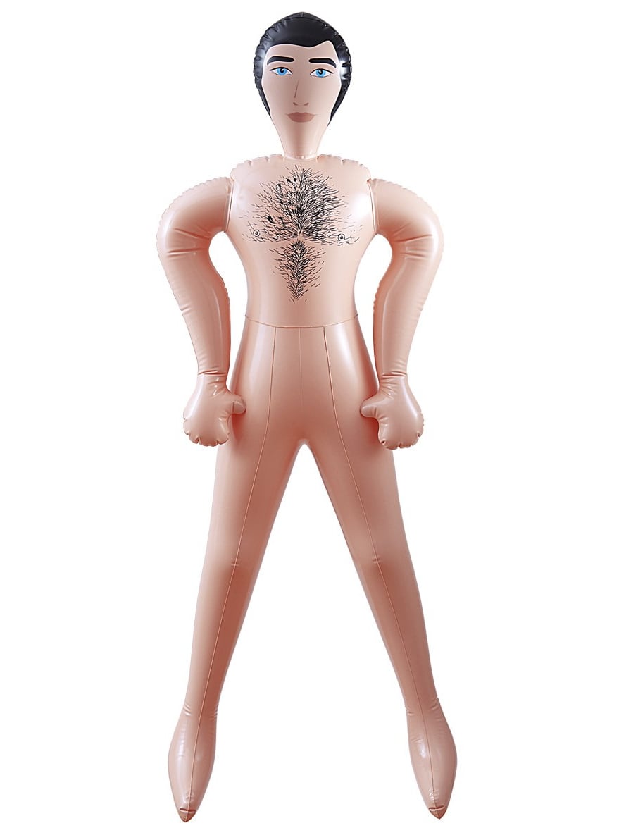 Poupée homme gonflable pour adulte avec torse poilu et cheveux noirs