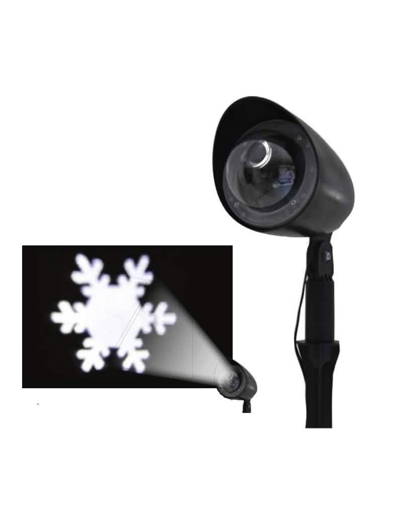 Proiector laser cu imagine de fulg de zăpadă pentru exterior și interior, negru, cu proiecție albă
