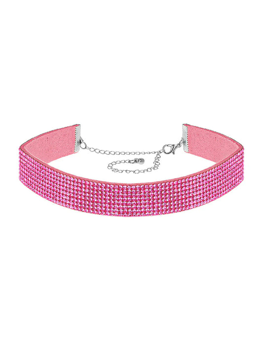 Choker cu strasuri roz pentru adulți