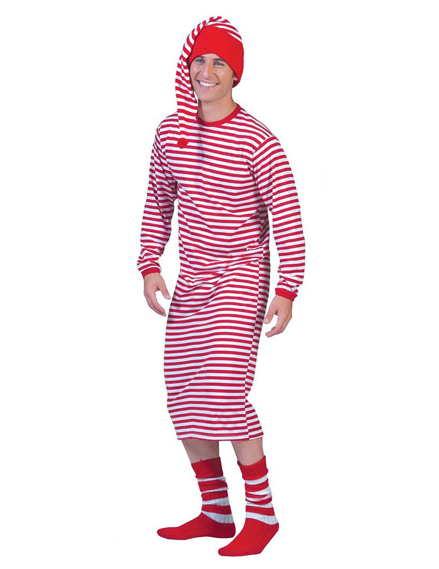 Rochie cu dungi roșii lungi și albe