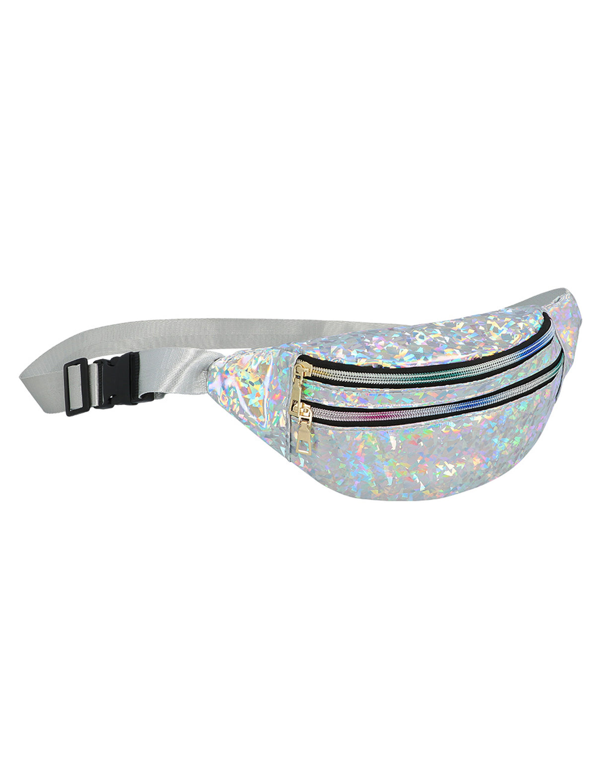 Vue de profil du sac banane holographique