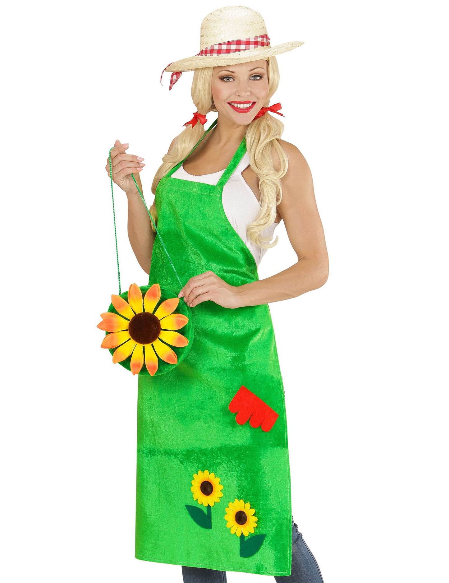 Geantă de hippie verde cu floare