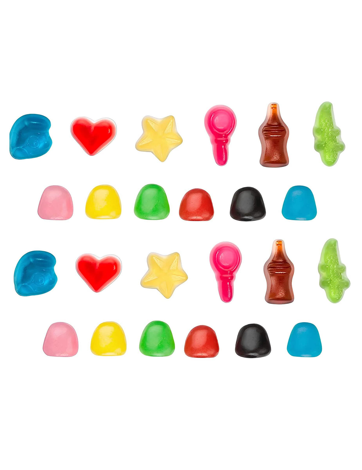 Detaliile diferitelor forme de bomboane din punga de bomboane Happy'Life Haribo