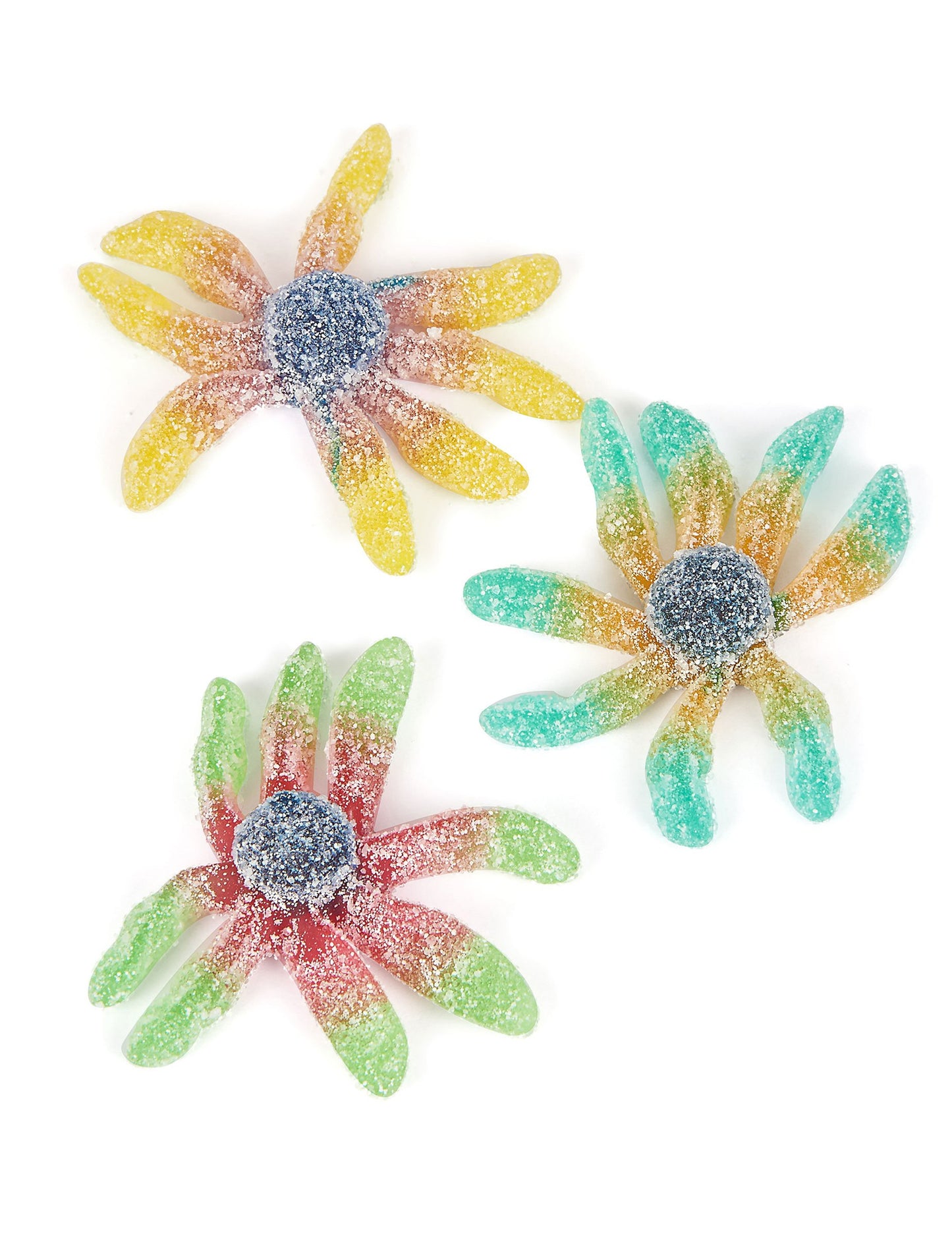 Gros plan sur les différentes couleurs des bonbons poulpes