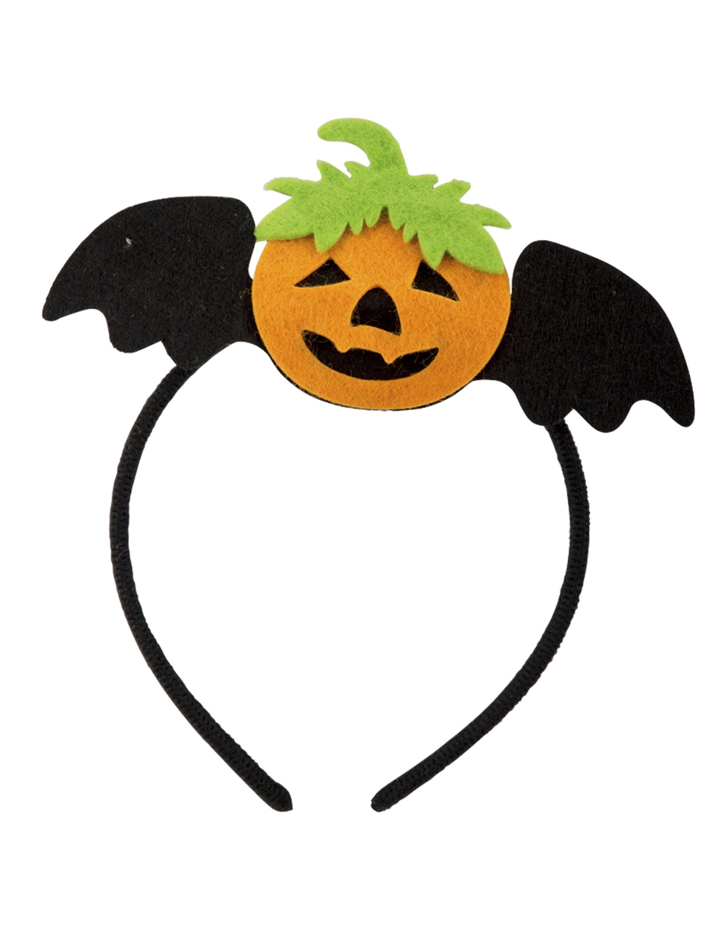 Vue de face du serre-tête citrouille en feutre