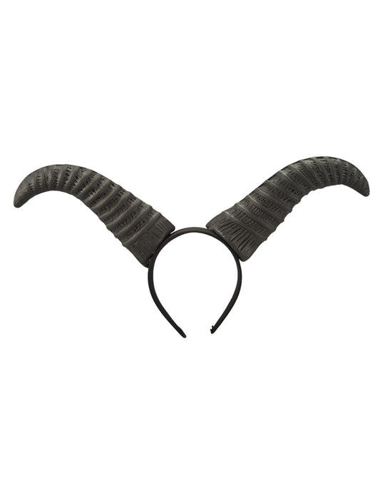 Vue de face du serre-tête cornes sorcière pour adulte