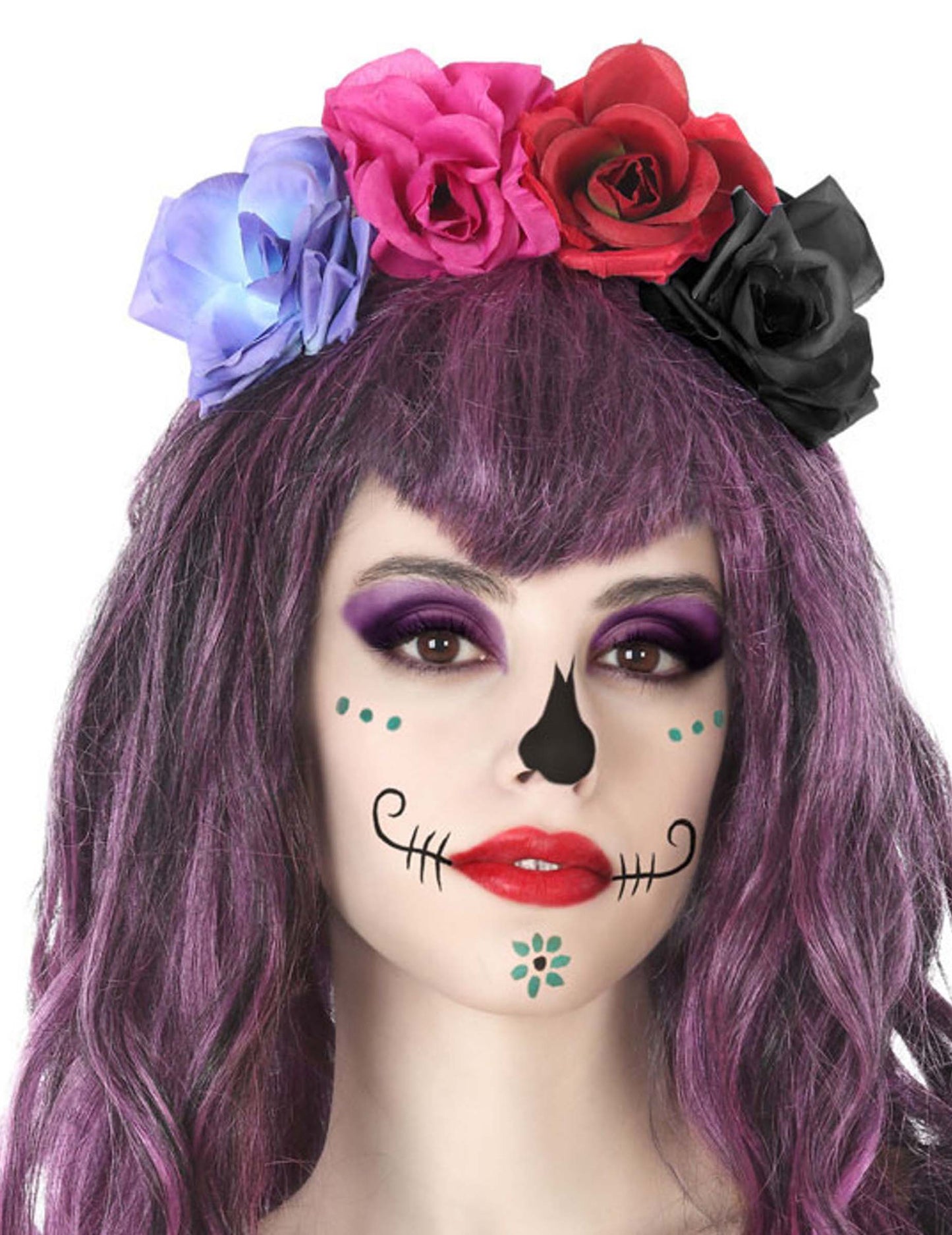 Benzi cu flori multicolore Dia de los Muertos Adult
