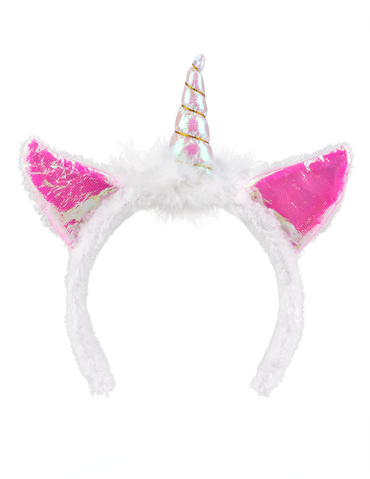 Vue de face du serre-tête licorne pour femme