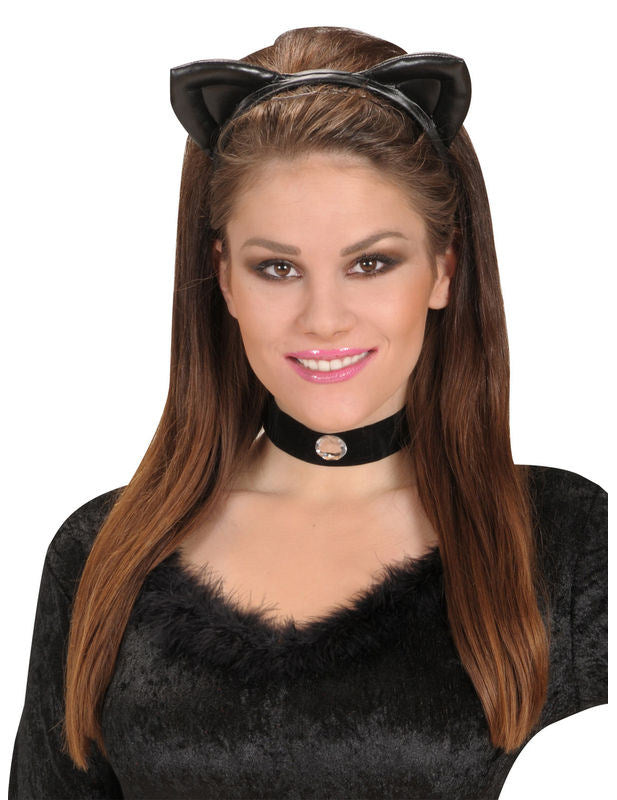 Banda pentru urechi de chat negru pentru adulți