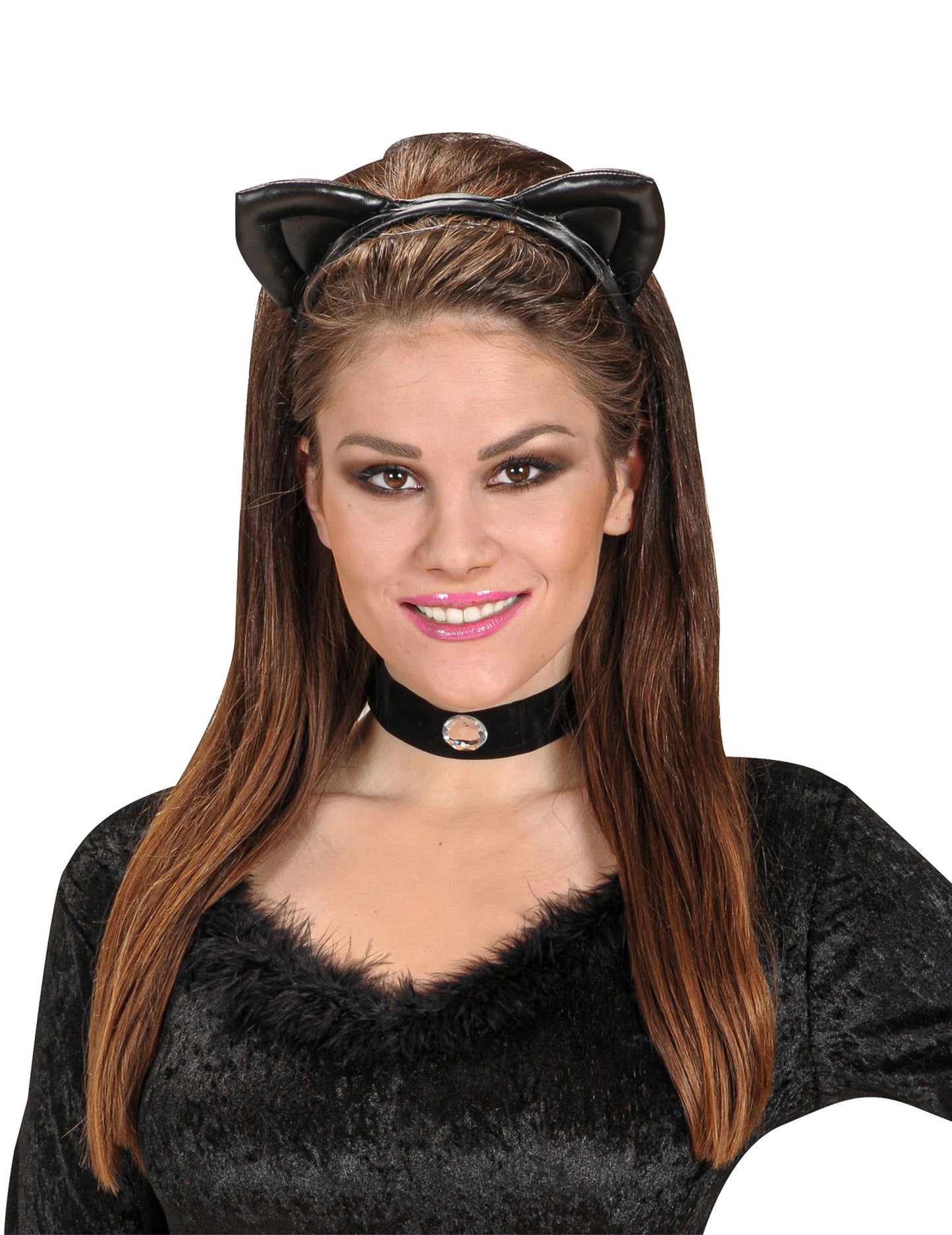 Banda pentru urechi de chat negru pentru adulți