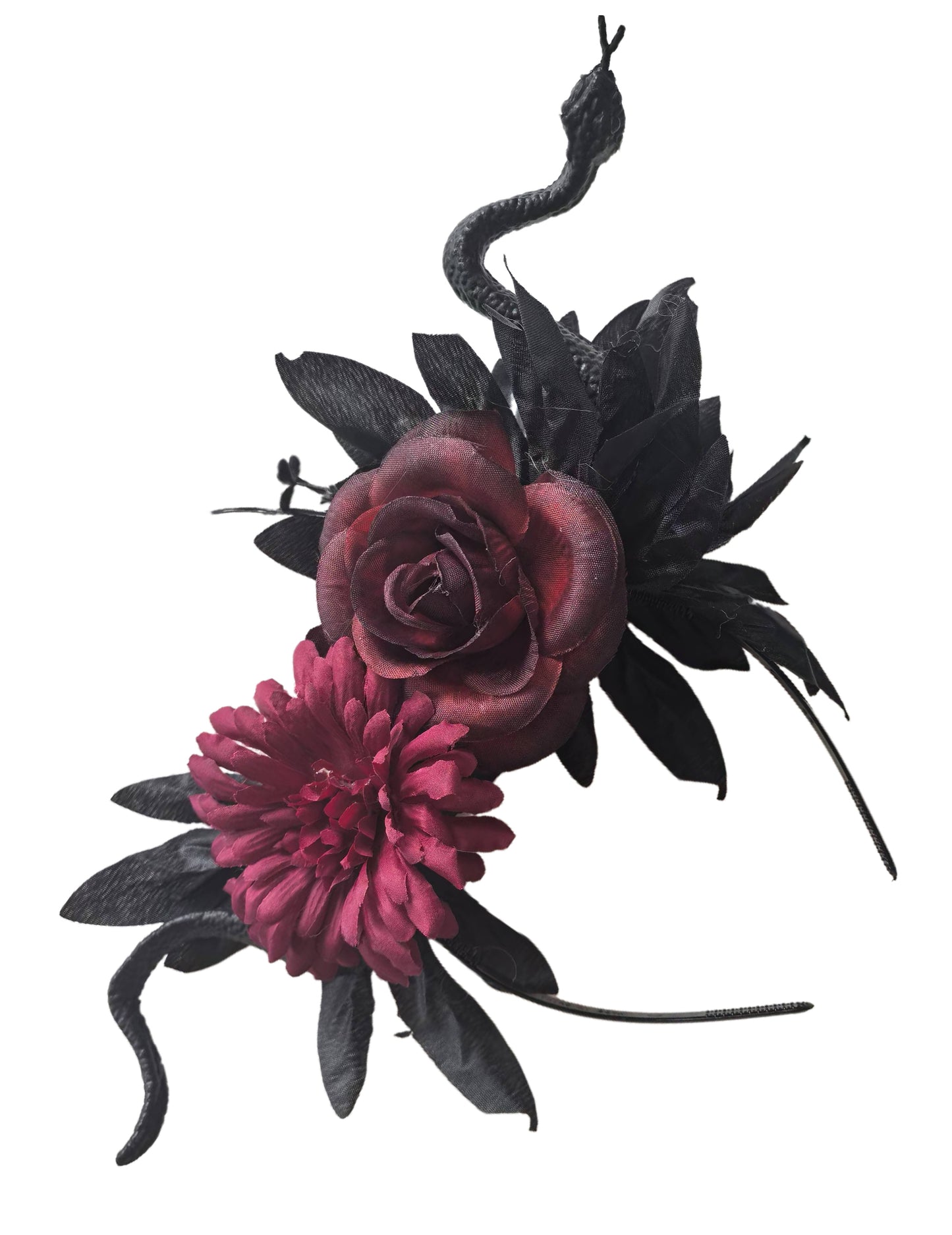 Bandă de păr cu floare roșie și șarpe demonic