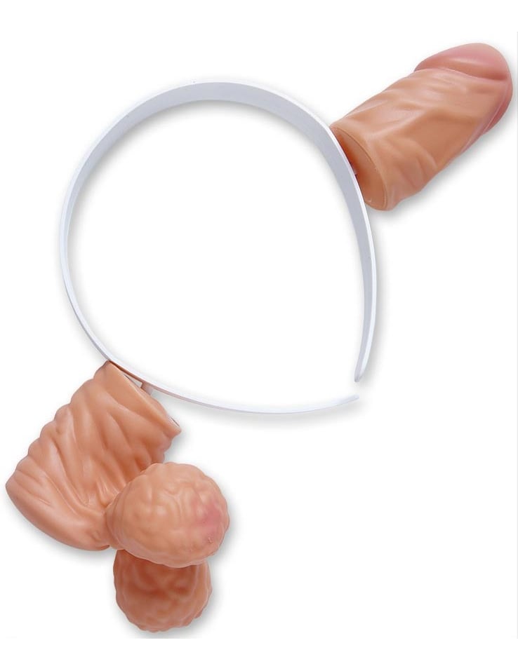 Serre-tête zizi pour adulte chair et blanc