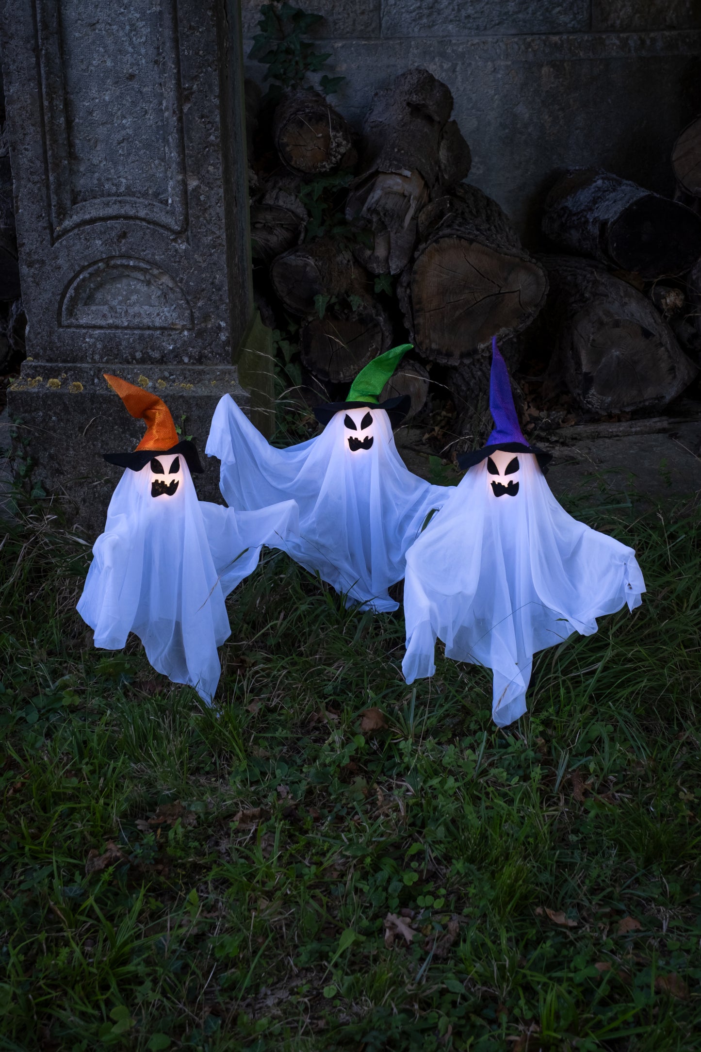 Set de 3 fantome luminoase cu mize 68 cm