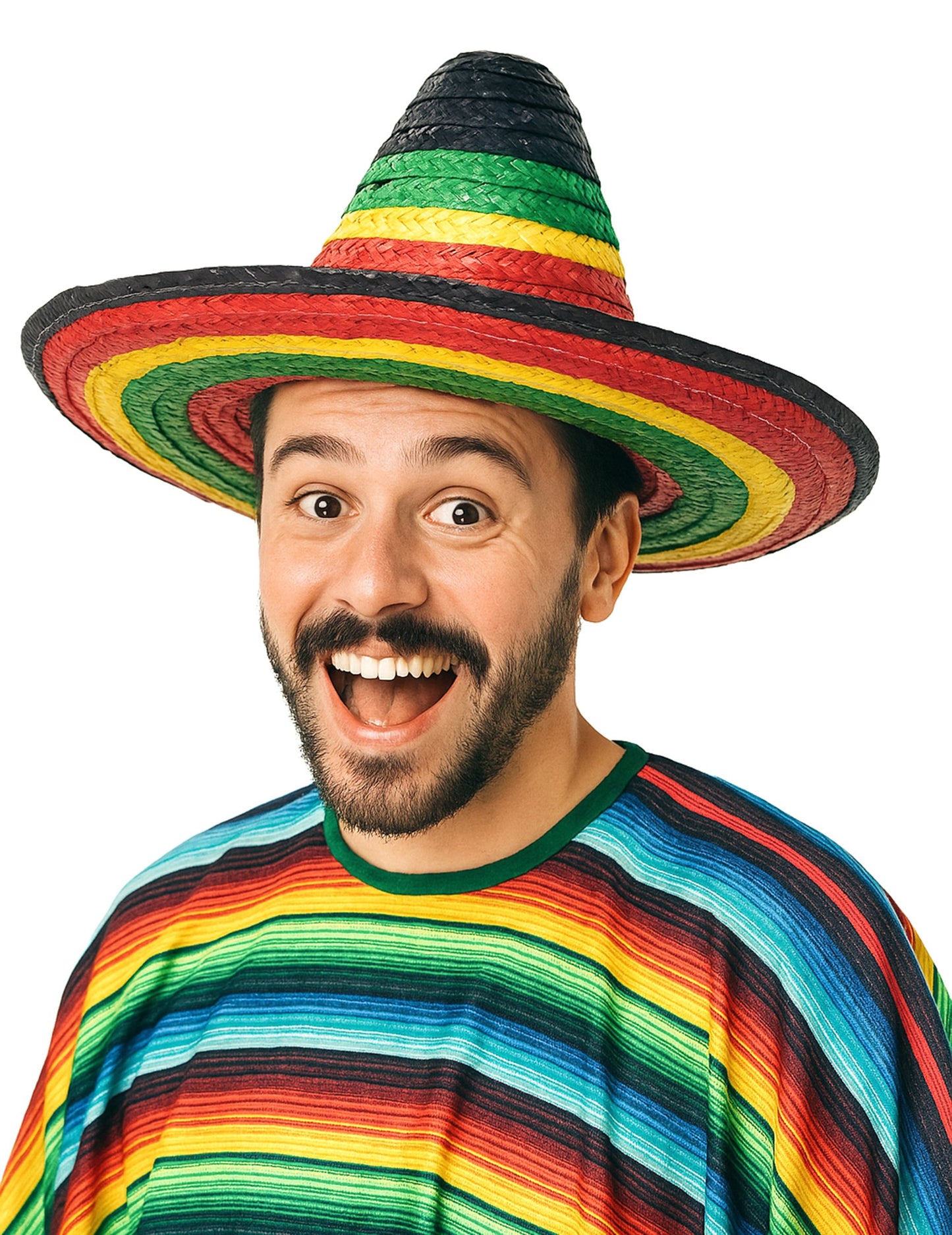 Border sombrero multicolorat mexican și sfat negru pentru adulți
