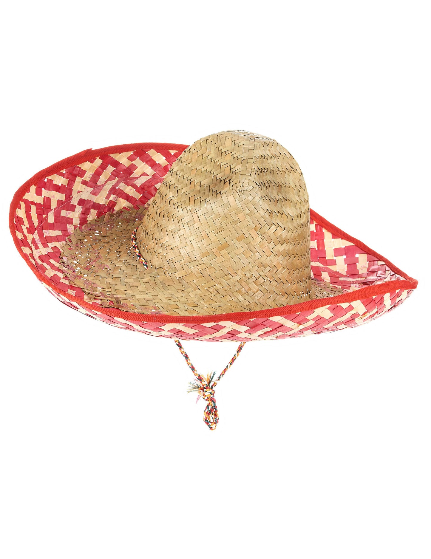 Vue de profil du sombrero mexicain rouge et paille