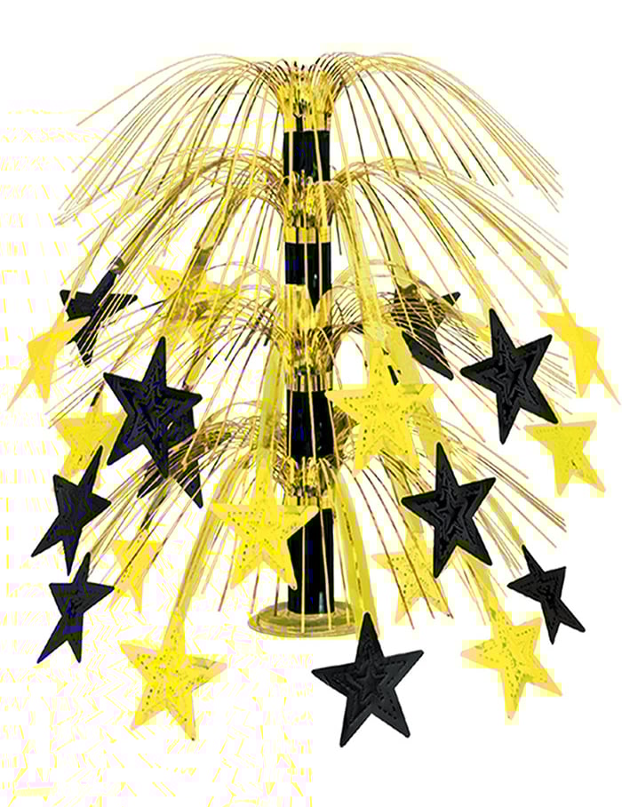 Centrul de masă stele pentru petrecere neagră și aurie