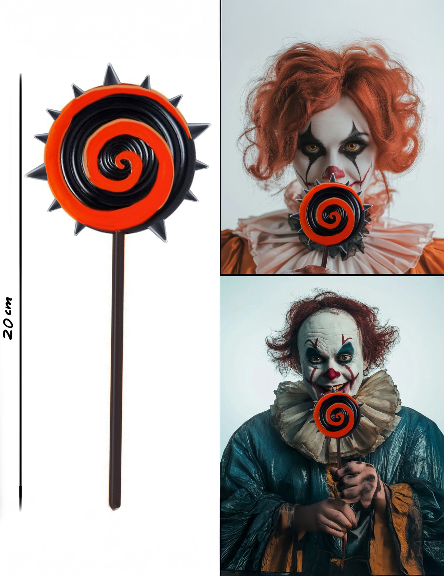 Sucette horrifique rouge et noir 20 cm