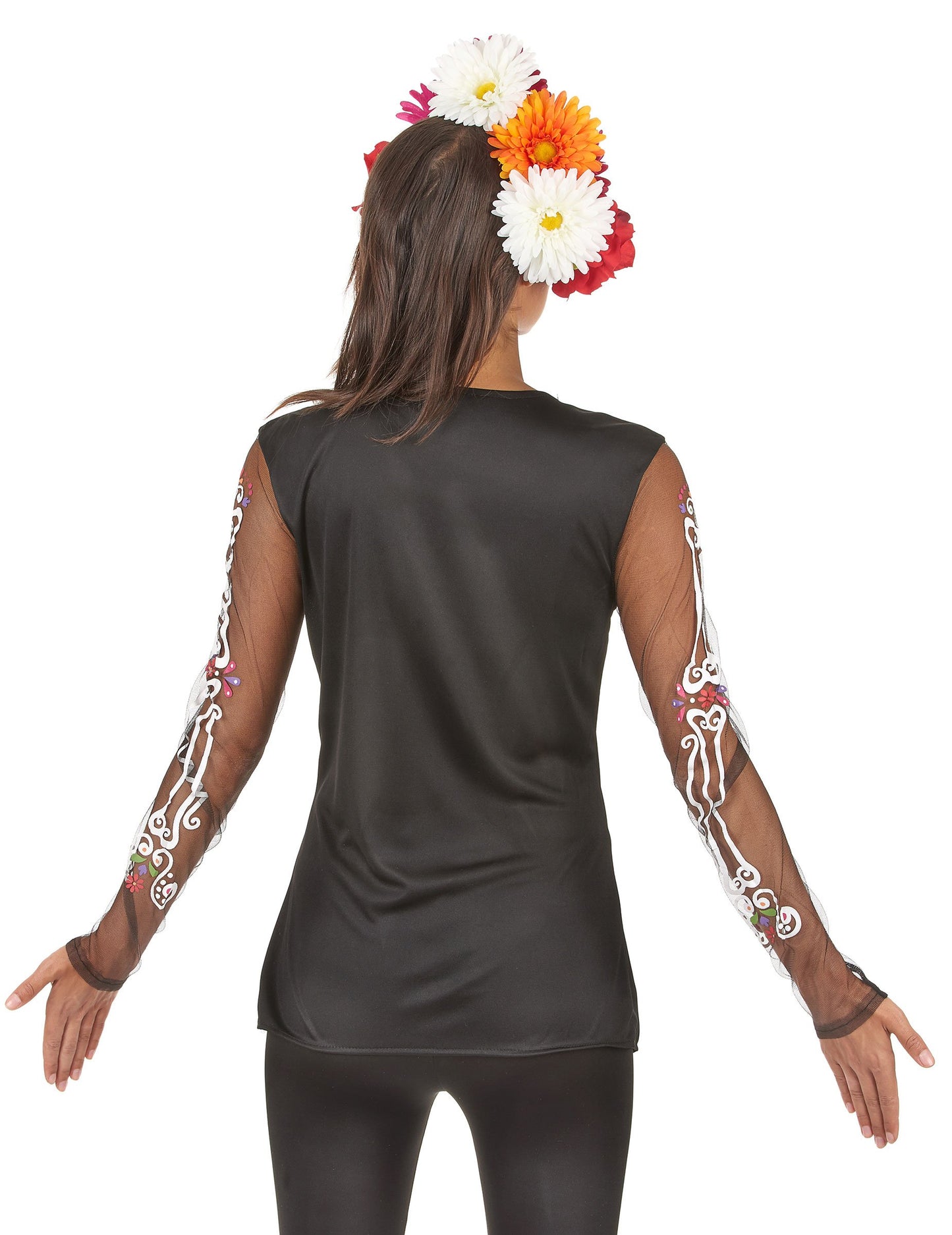 Tricou cu schelet colorat femeie dia de los muertos