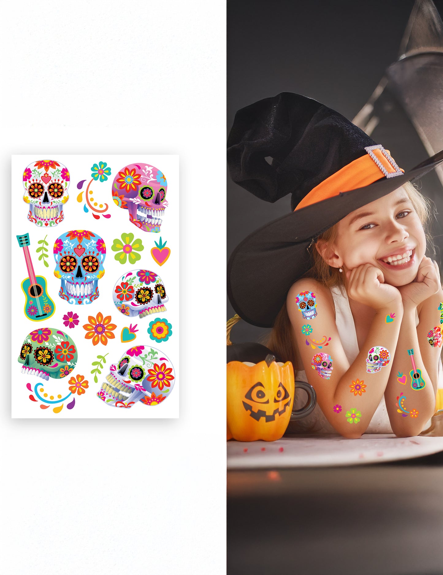 Tatouages colorés Dia de los muertos
