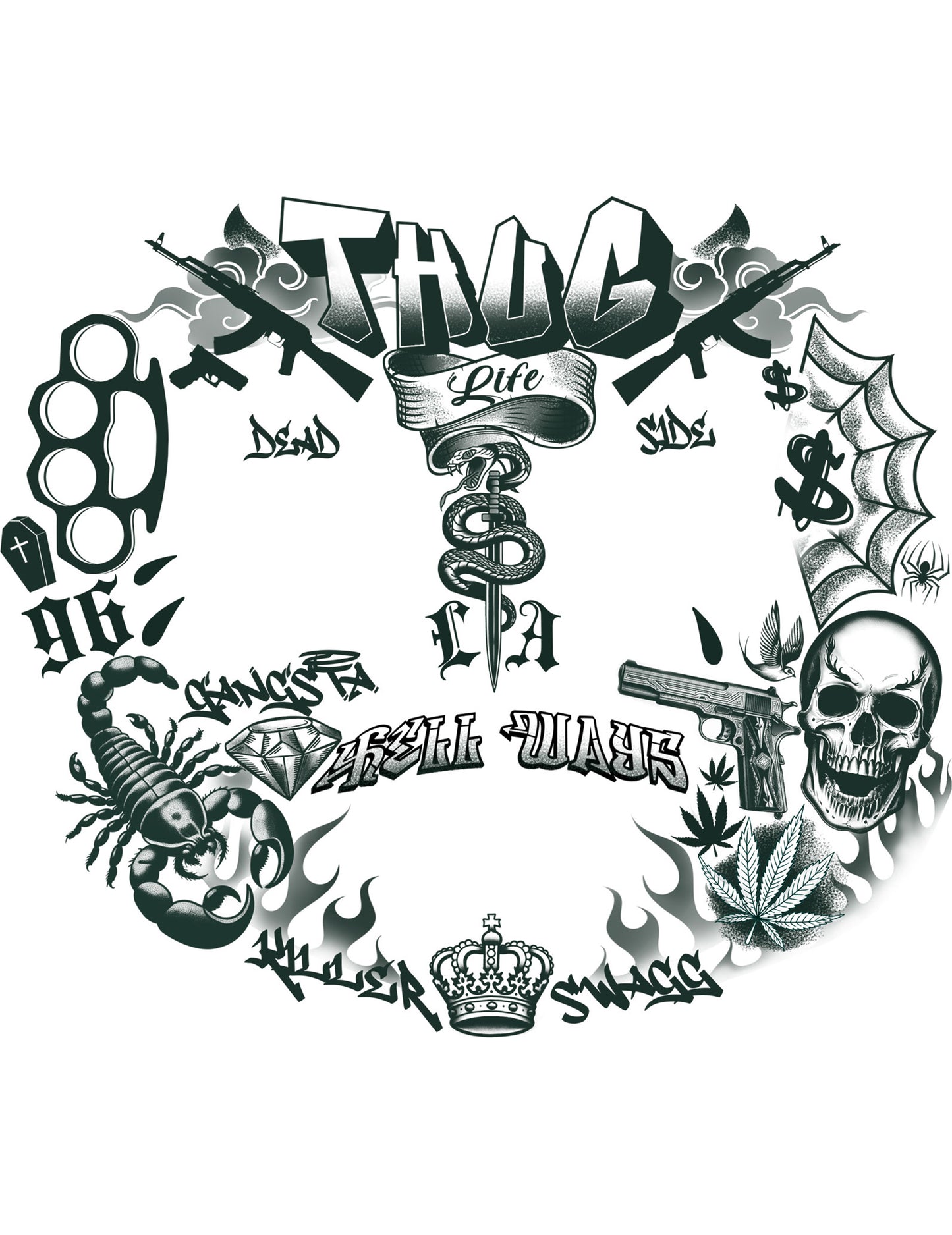 Tatouages visage thug life