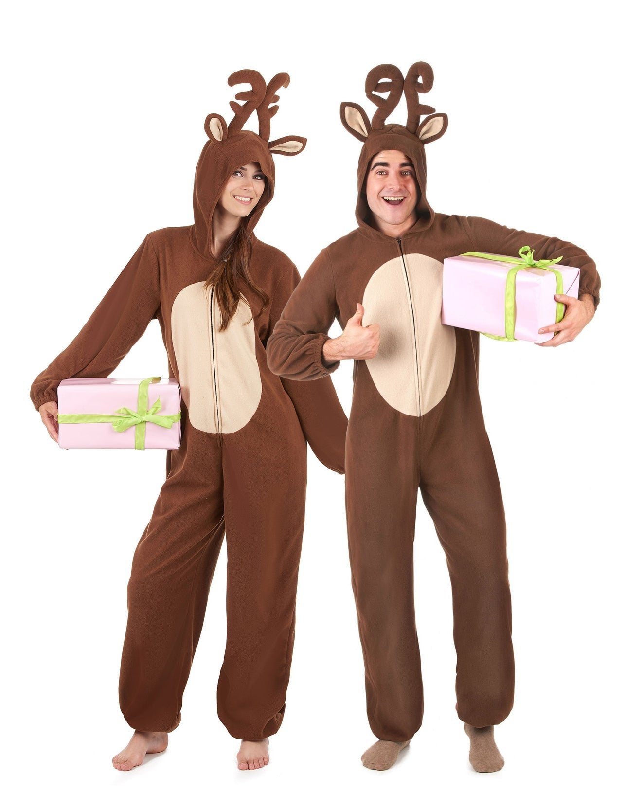 Costum de cuplu cu ren de Crăciun pentru adulți