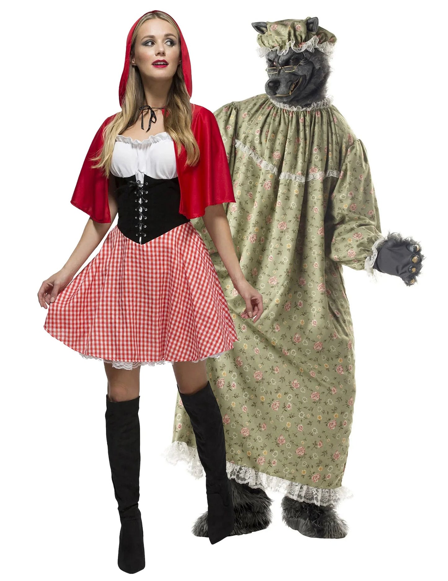 Costum de cuplu bunica și Scufița Roșie pentru adulți