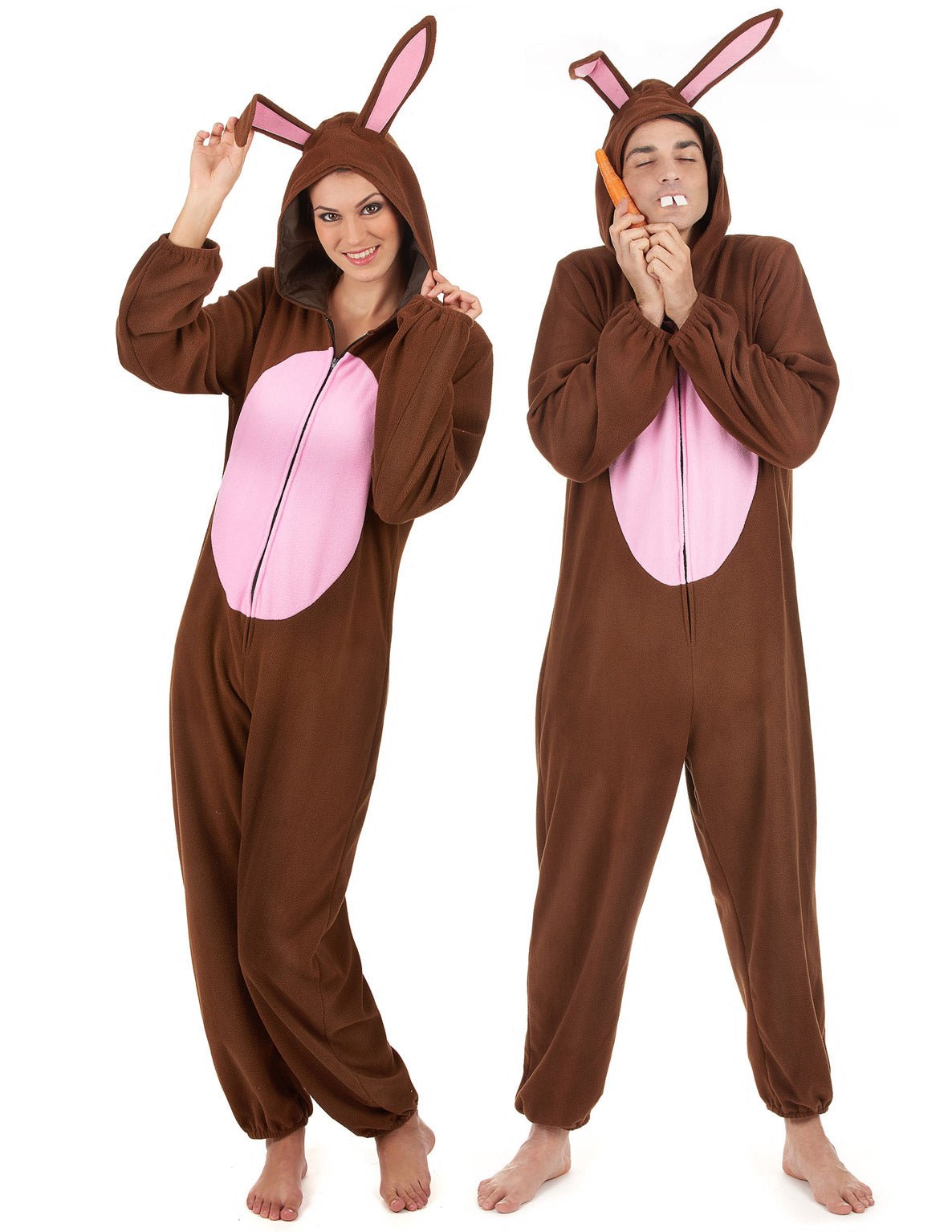 Déguisement de couple lapin marron
