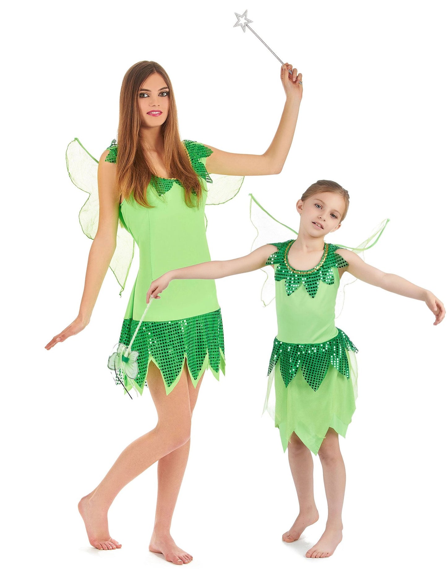 Costum de cuplu zâna verde mamă și fiică